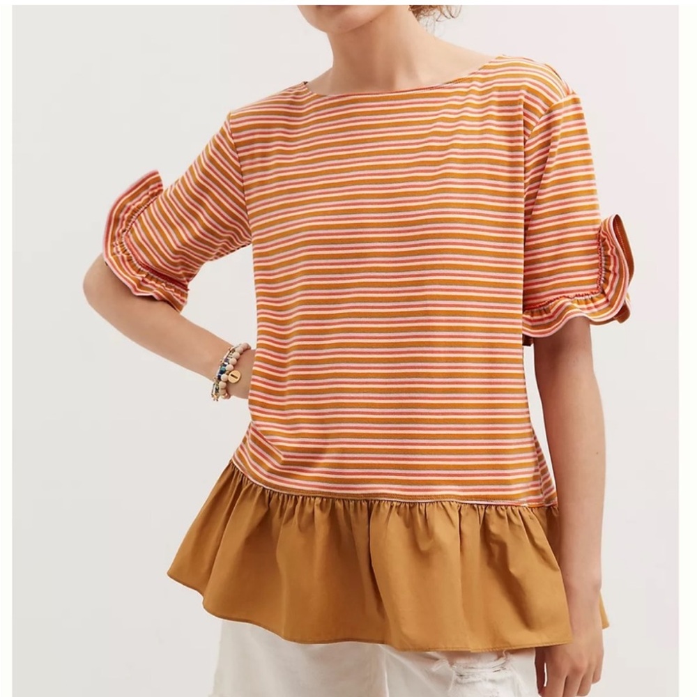**NWT** Anthropologie Maeve Ruffled Peplum Top